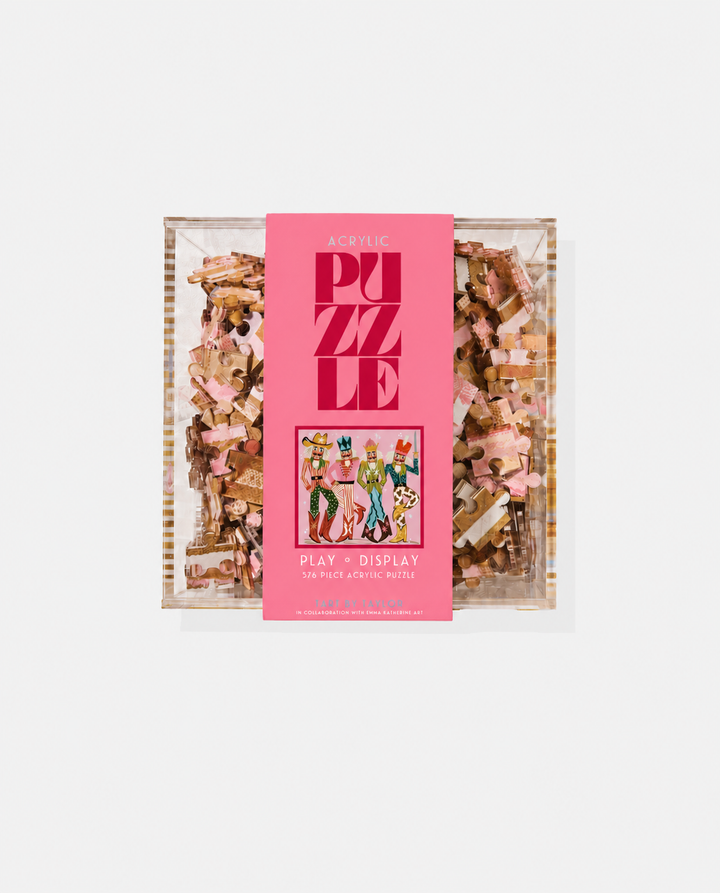 Crackin' Cowboy Acrylic Puzzle in its acrylic display box