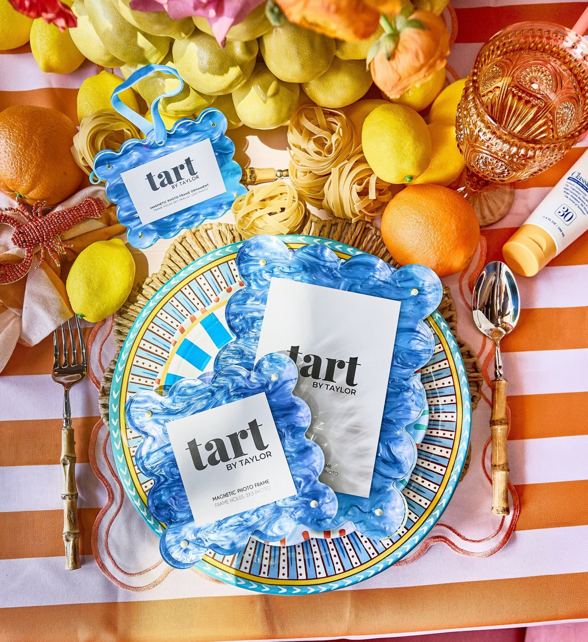 Blue Marbled Frame Ornament - Tart By Taylor