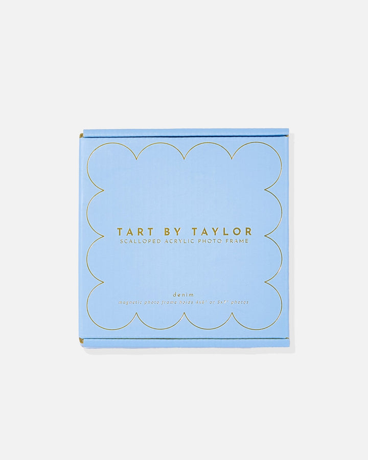 Denim Mini Acrylic Picture Frame in its color-matched Tart By Taylor gift box