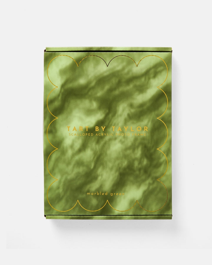 Green Marbled Acrylic Picture Frame in its color-matched Tart By Taylor gift box