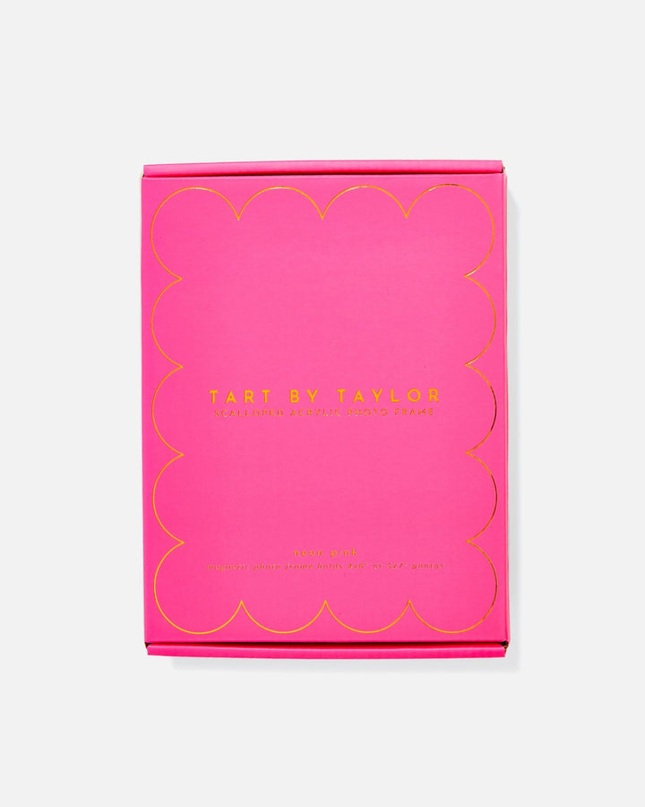 Neon Pink Acrylic Picture Frame in its color-matched Tart By Taylor gift box