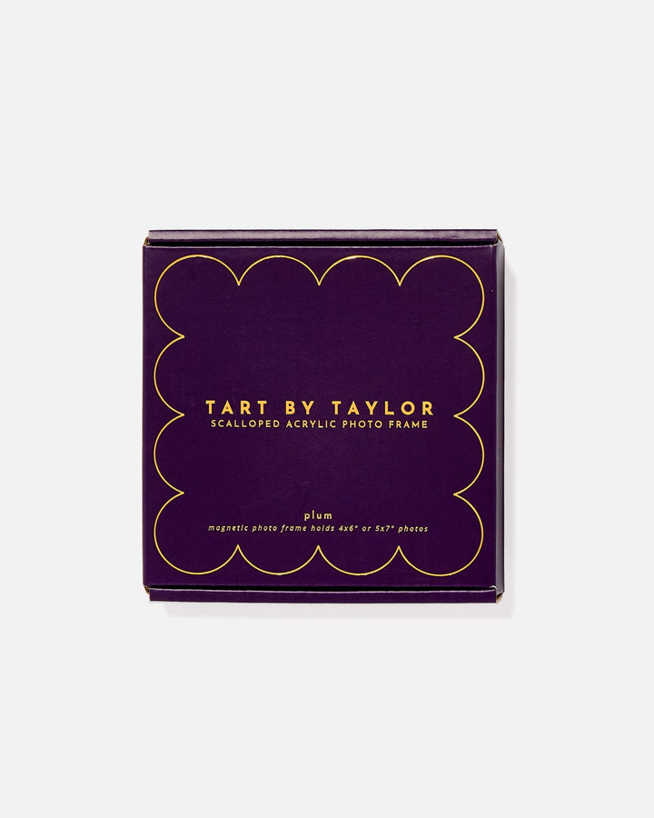 Plum Mini Acrylic Picture Frame in its color-matched Tart By Taylor gift box