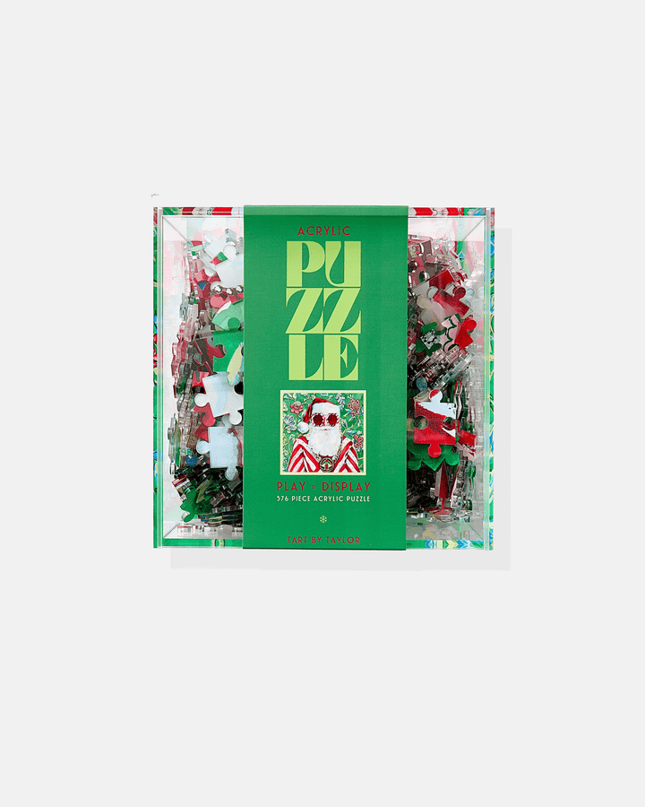 Swanky Santa Acrylic Puzzle in its acrylic display box