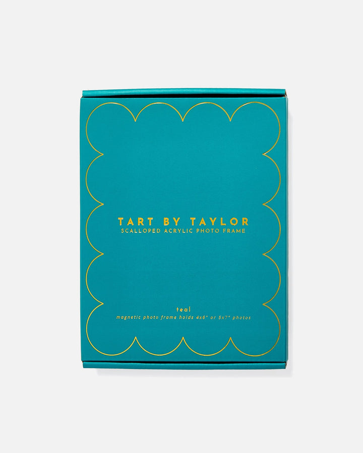 Teal Acrylic Picture Frame in its color-matched Tart By Taylor gift box