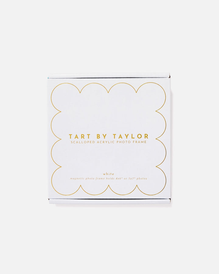 White Mini Acrylic Picture Frame in its color-matched Tart By Taylor gift box