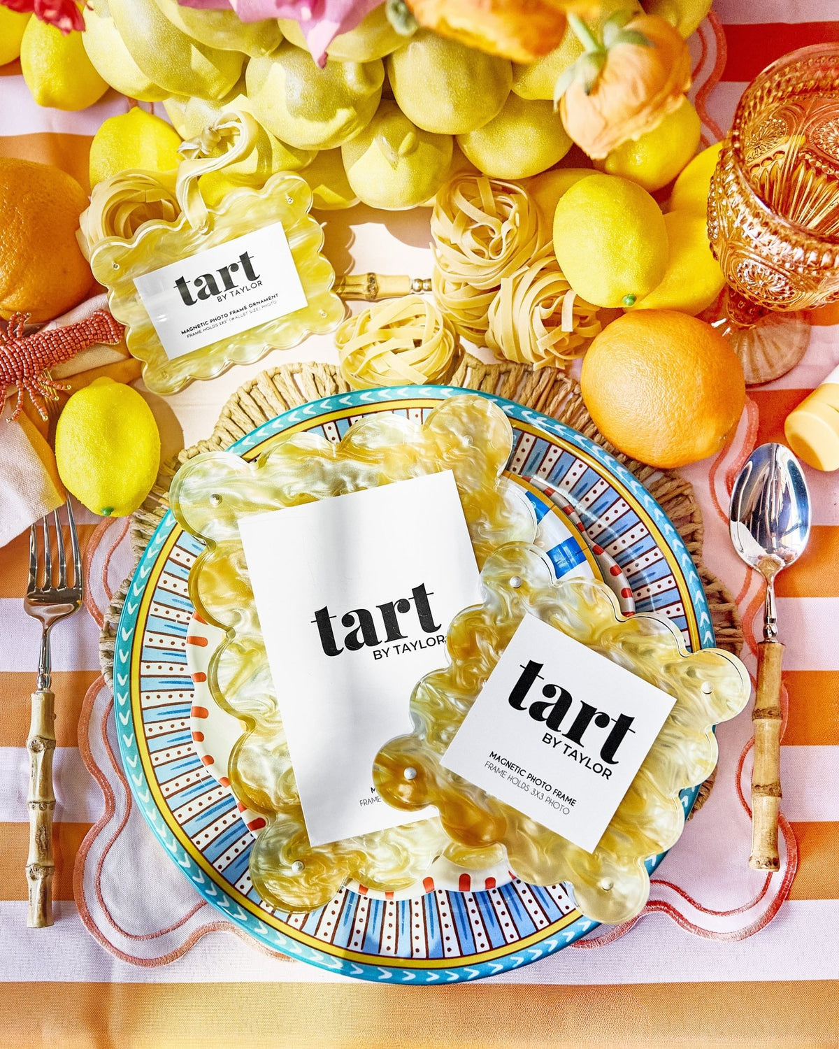 Yellow Marbled Frame Ornament - Tart By Taylor