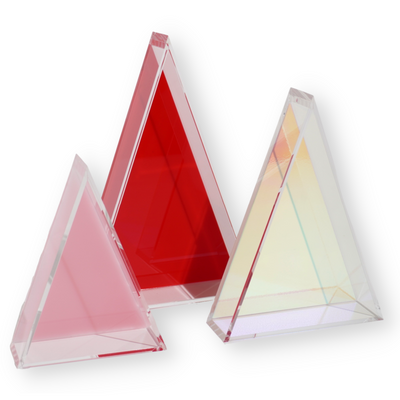 Red Acrylic Holiday Triangle Decor/Serving Trays (Set of 3)