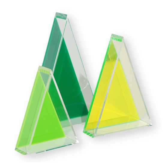 Green Acrylic Holiday Triangle Decor/Serving Trays (Set of 3)