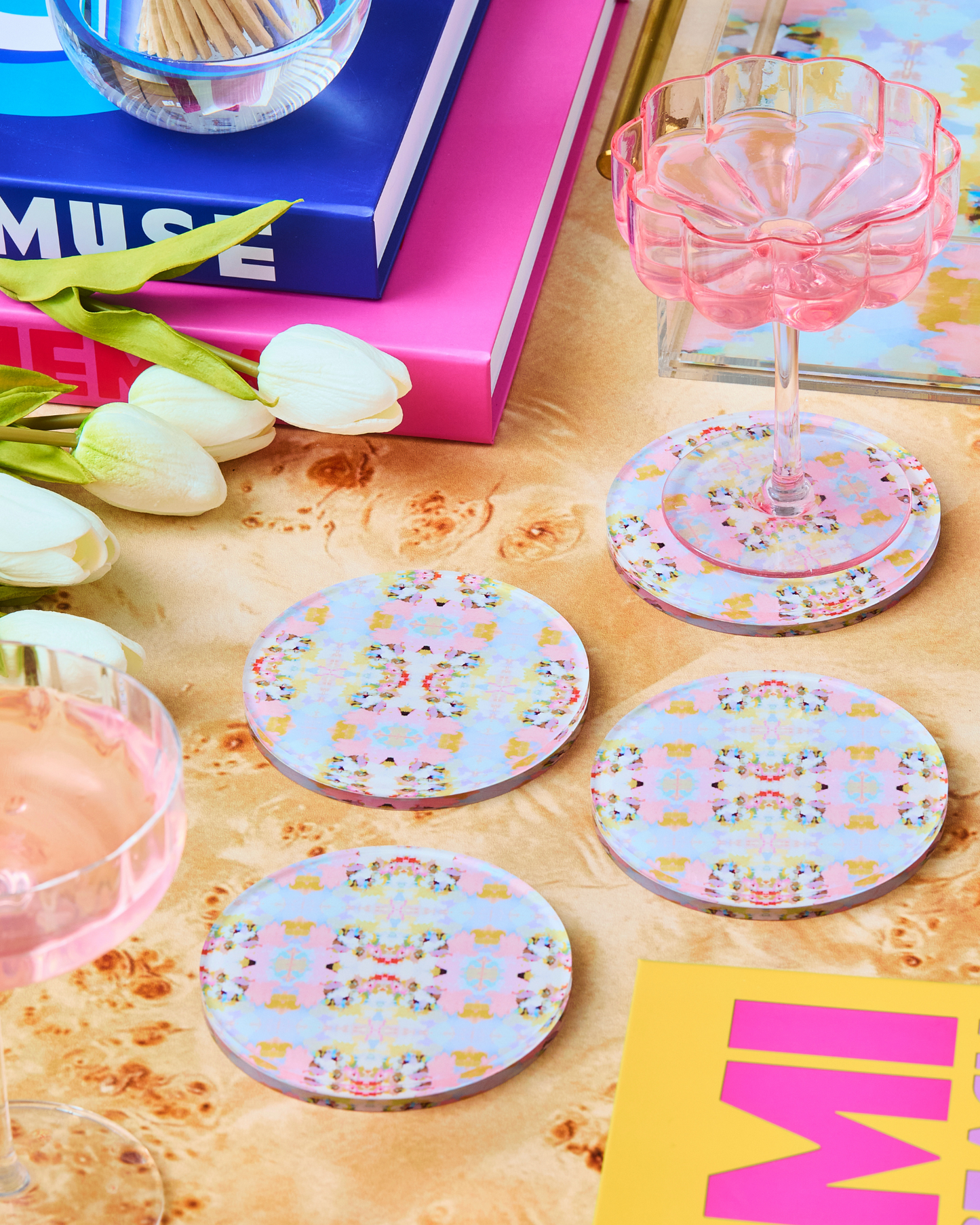 Acrylic Coasters | Brooks Avenue Pink