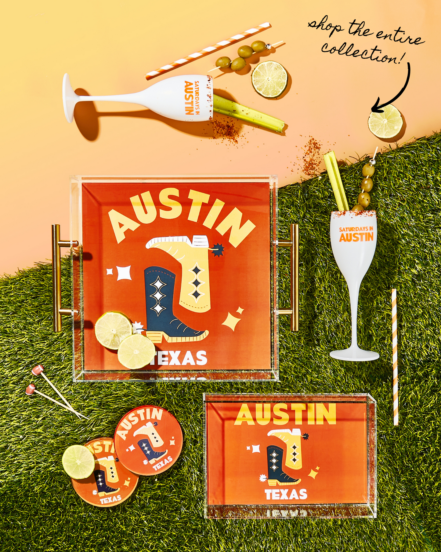 Saturdays In Austin Flutes (Set of 2)