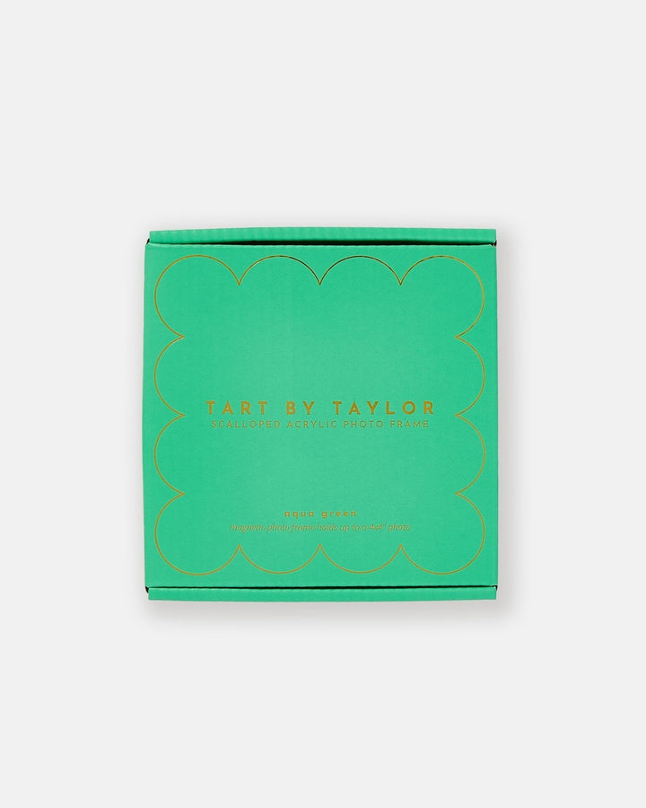 Aqua Green Mini Acrylic Picture Frame in its color-matched Tart By Taylor gift box
