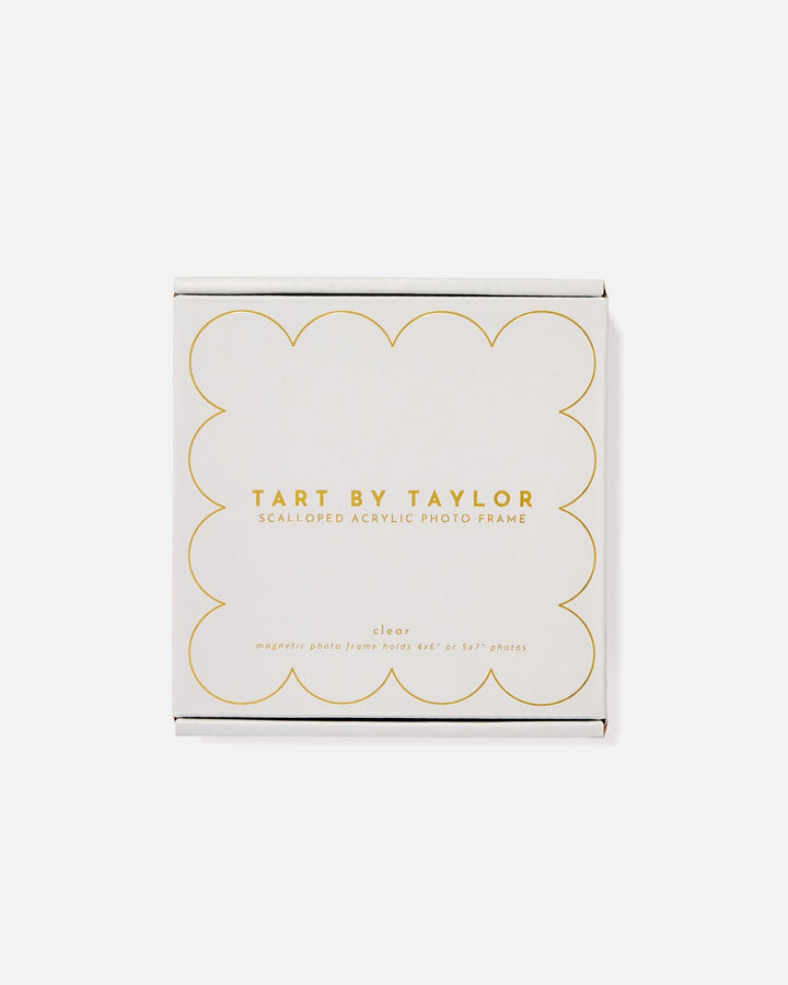 Clear Mini Acrylic Picture Frame in its color-matched Tart By Taylor gift box