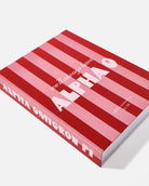 The image is a book cover with a red and white striped pattern.