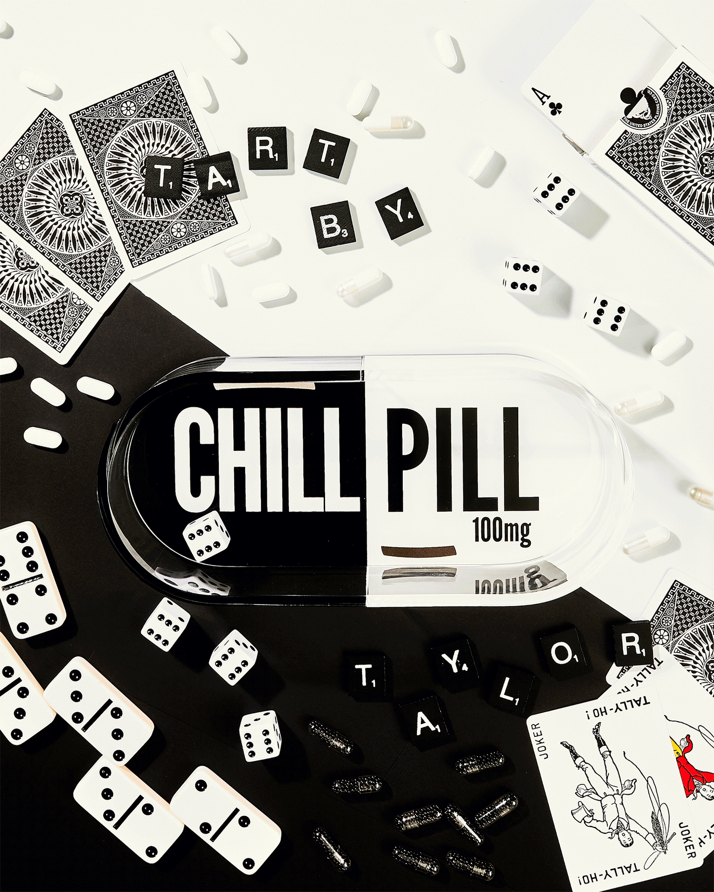 Chill Pill Trinket Tray | Black & White