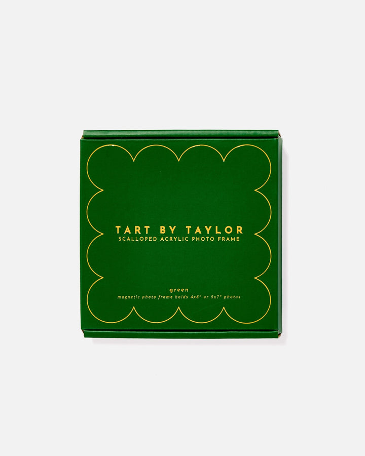 Green Mini Acrylic Picture Frame in its color-matched Tart By Taylor gift box
