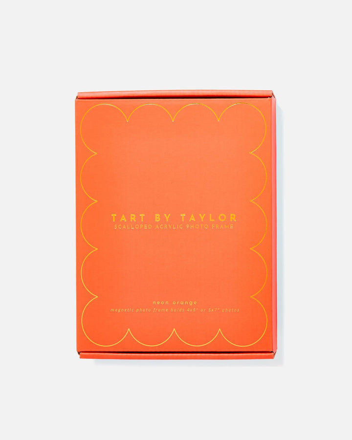 Neon Orange Acrylic Picture Frame in its color-matched Tart By Taylor gift box