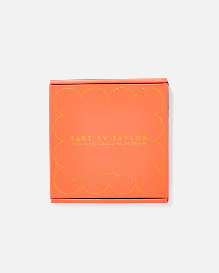 Neon Orange Mini Acrylic Picture Frame in its color-matched Tart By Taylor gift box