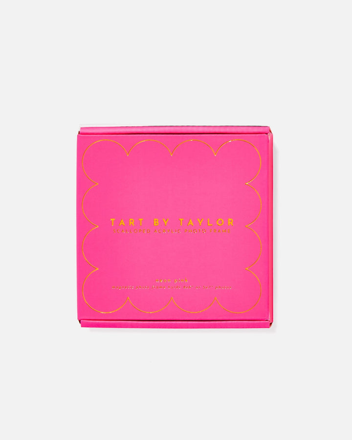 Neon Pink Mini Acrylic Picture Frame in its color-matched Tart By Taylor gift box