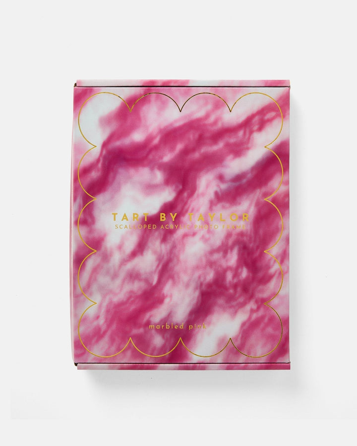Pink Marbled Acrylic Picture Frame in its color-matched Tart By Taylor gift box