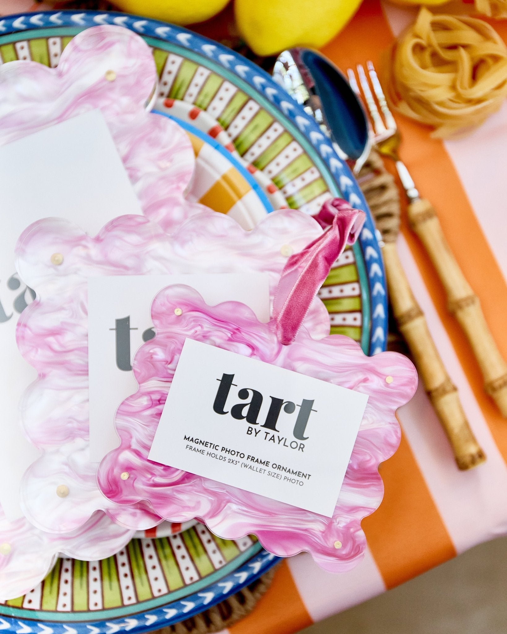 Pink Marbled Frame Ornament - Tart By Taylor