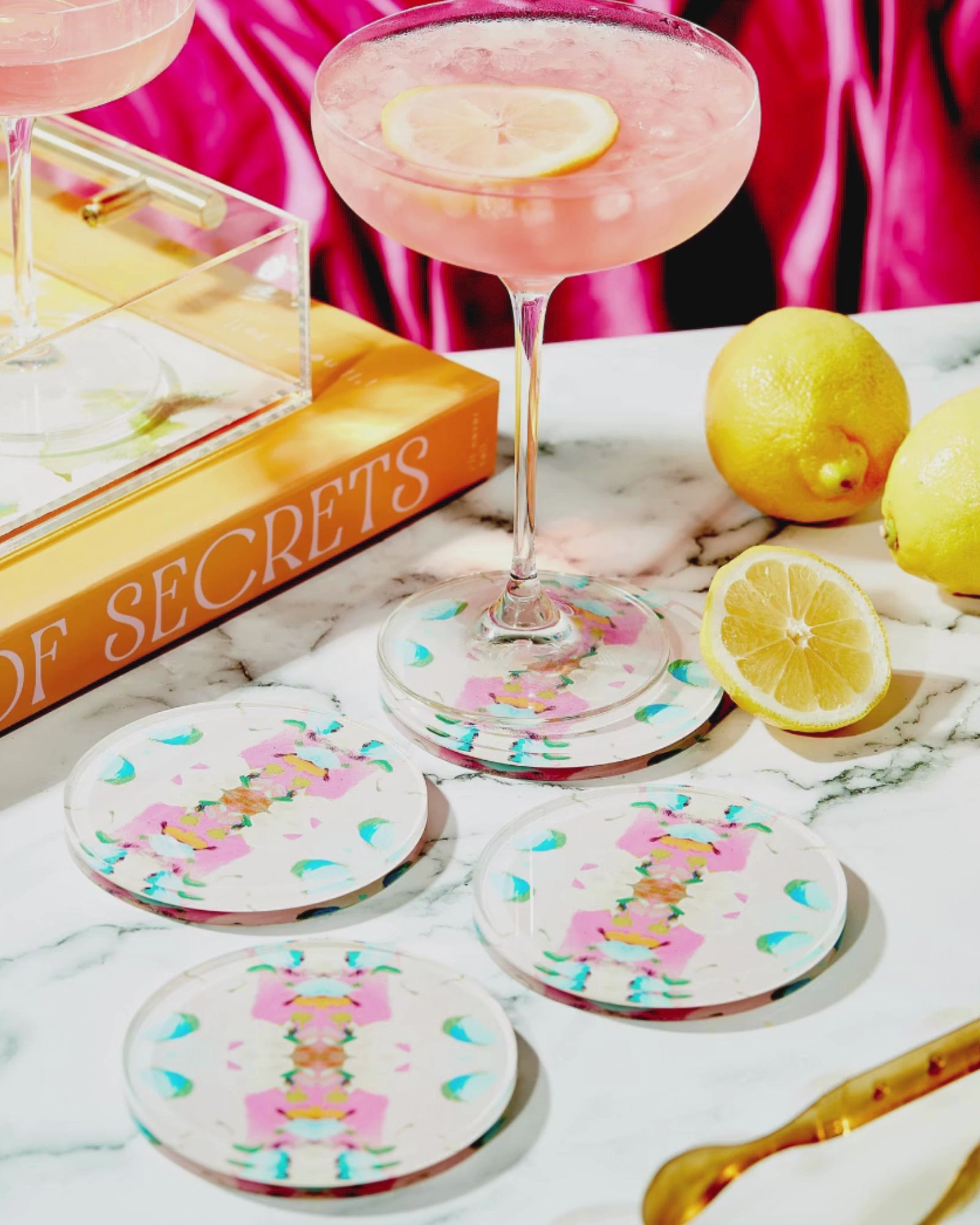 Acrylic Coasters | Monets Garden Pink