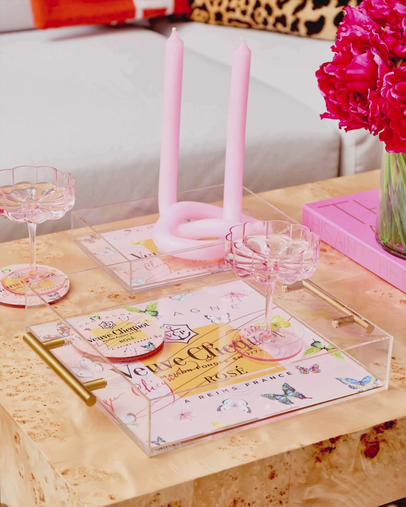 Acrylic Coasters | Rose Butterfly