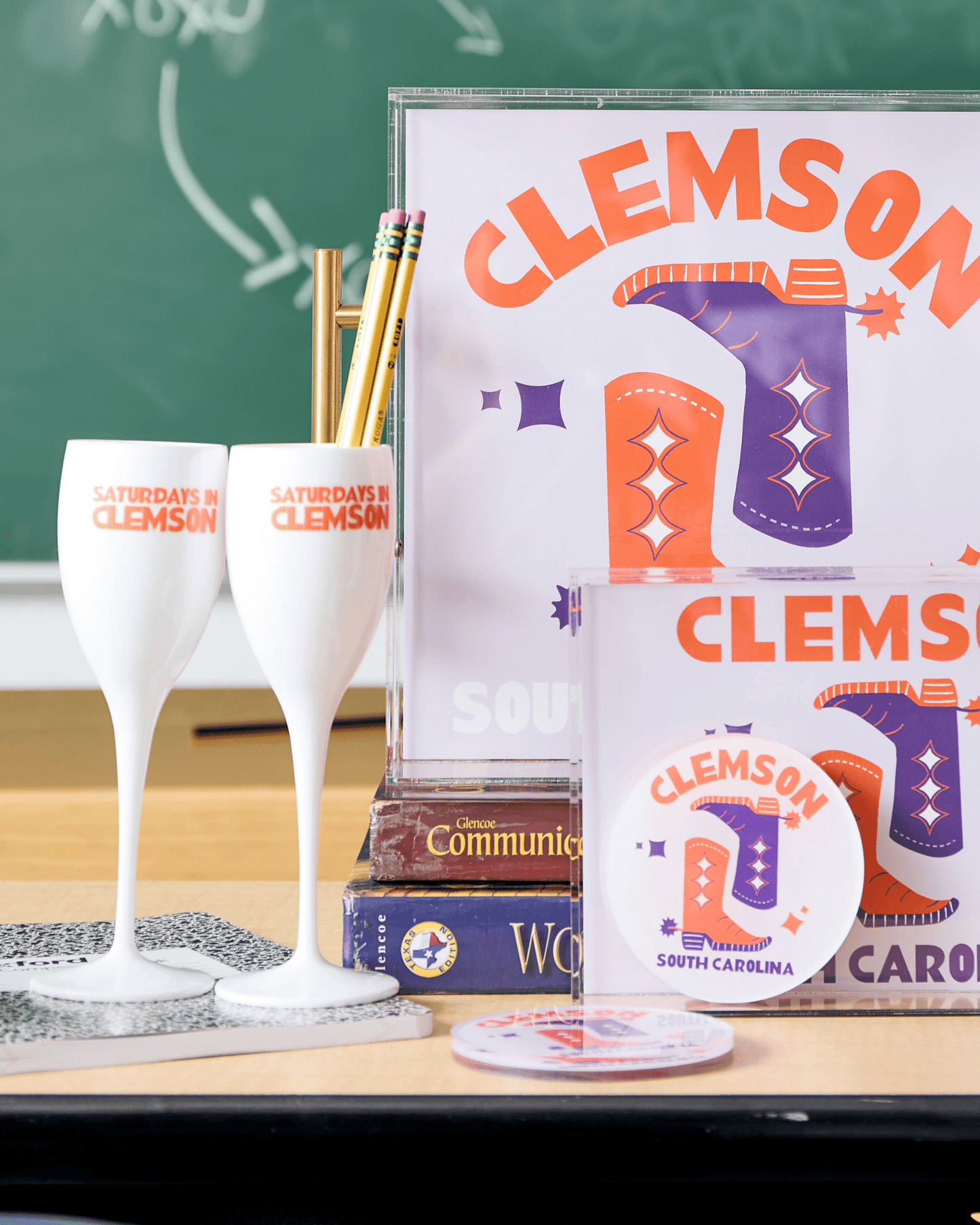 Saturdays In Clemson Flutes (Set of 2) - Tart By Taylor