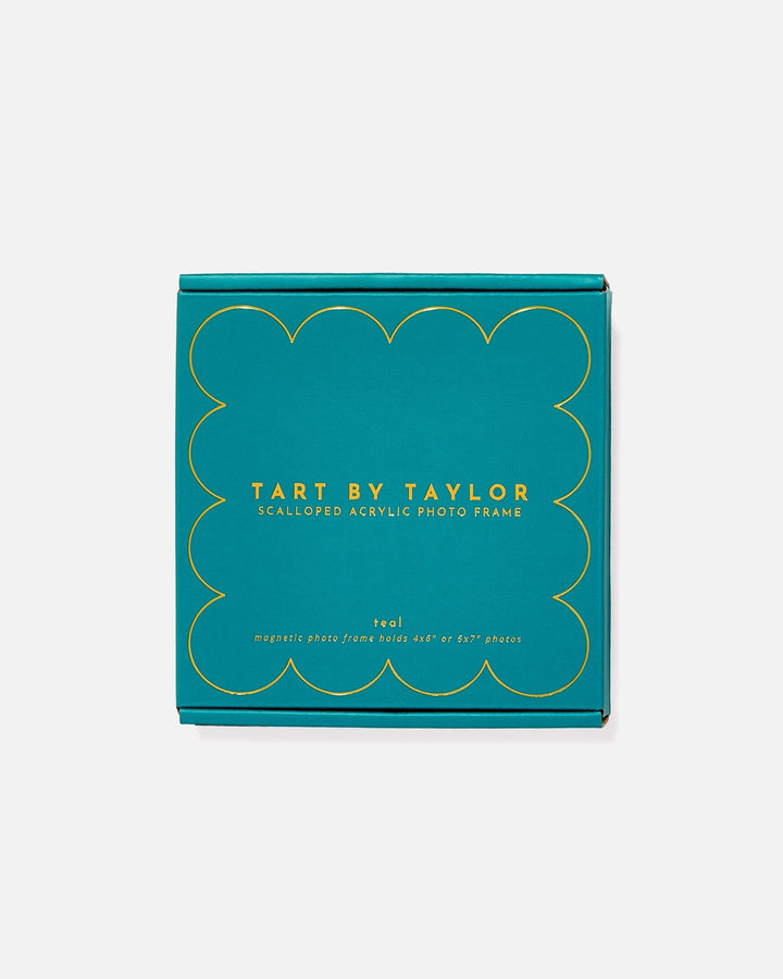 Teal Mini Acrylic Picture Frame in its color-matched Tart By Taylor gift box