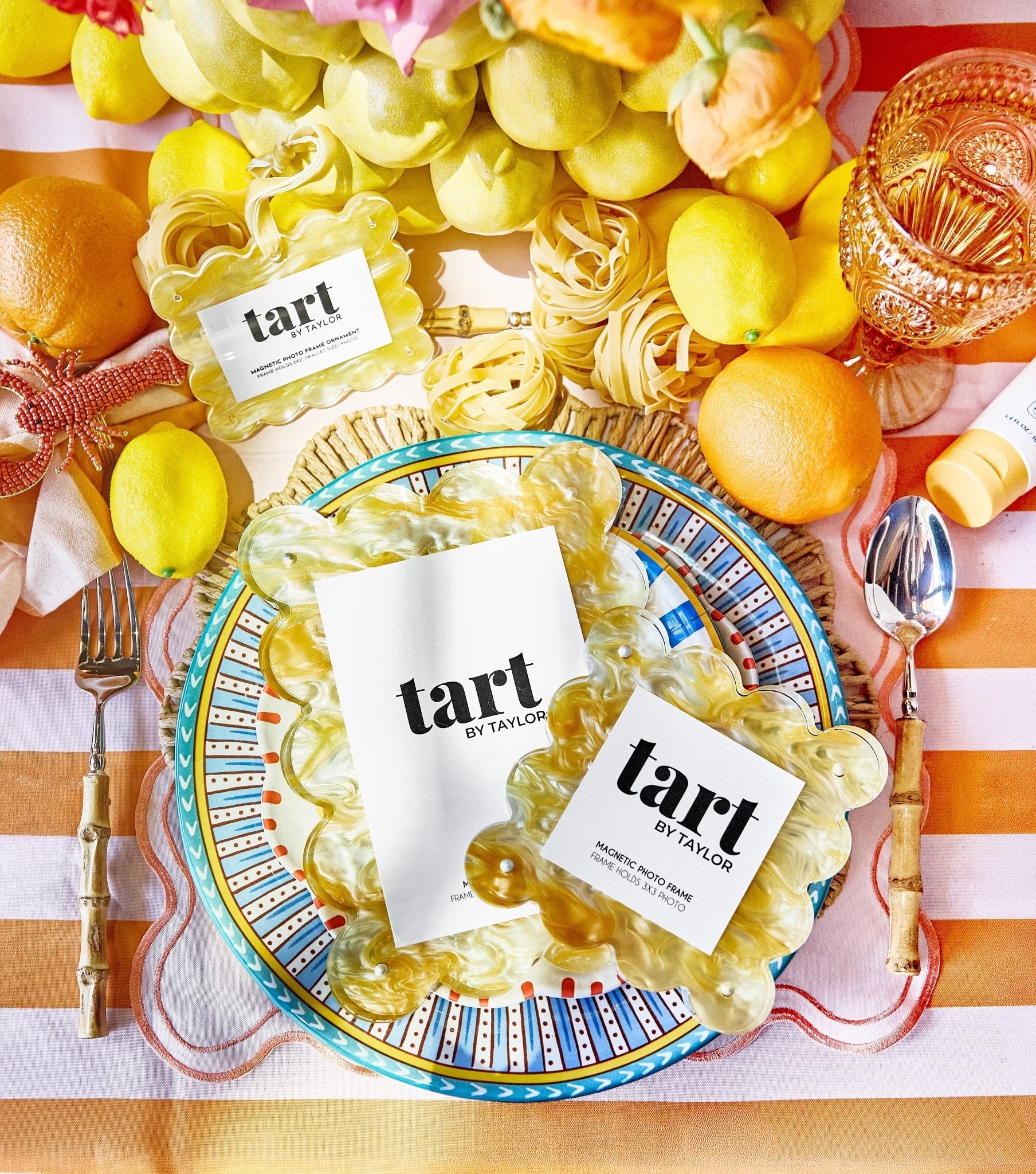 Yellow Marbled Frame Ornament - Tart By Taylor