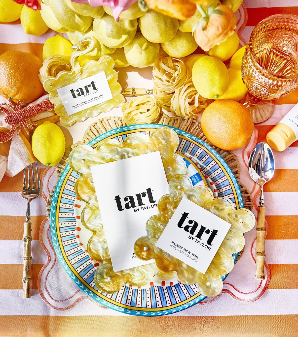 Yellow Marbled Frame Ornament - Tart By Taylor