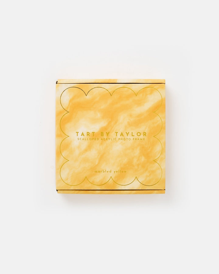Yellow Marbled Mini Acrylic Picture Frame in its color-matched Tart By Taylor gift box